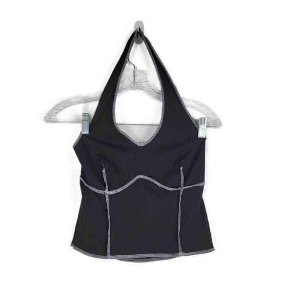 NWT Gaze Halter Top Sleeveless V Neck Contrast Stitching Size Small - Picture 1 of 5